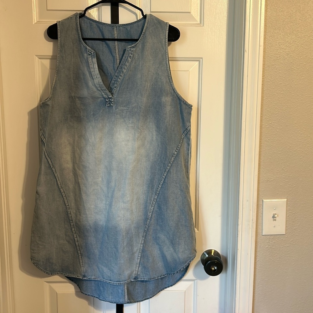 Denim short sleeve mini dress
